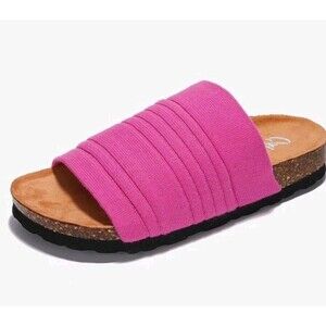 Womens  Size 8 Cape Robbin Platform Slides, Comfy Slip On Sandals Hot Pink